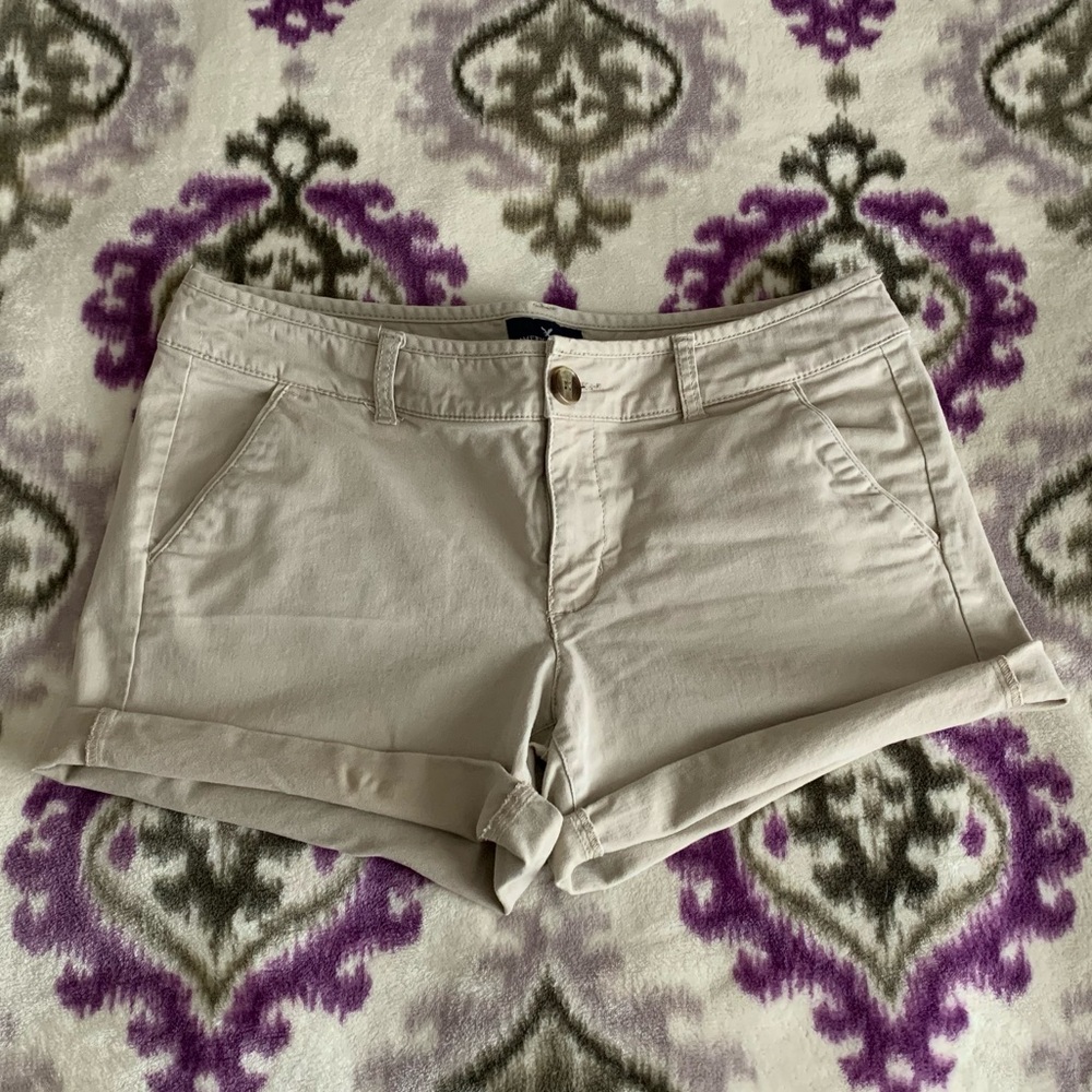 American Eagle khaki midi shorts